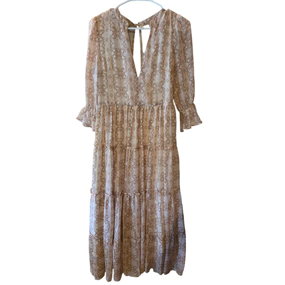 Elan Maxi Dress S Womens Pink V Front V Back Coquette Fairy Cottage Core Classic